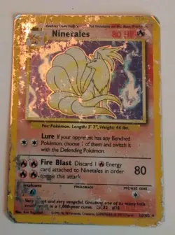 Pokemon Ninetales Base Set Holo Unlimited Rare Card 12/102 - Poor Condition - Image 1