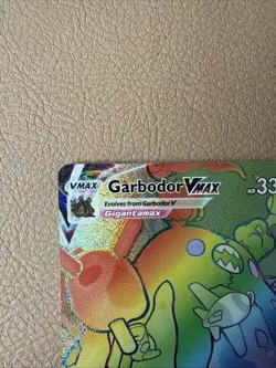 Pokemon TCG Garbodor VMAX 216/203 Evolving Skies Secret Rainbow Rare Holo Card - Image 2