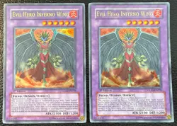 YUGIOH EVIL HERO INFERNO WING ULTRA RARE 1ST EDITION GLAS-EN038 NM X2 - Image 1