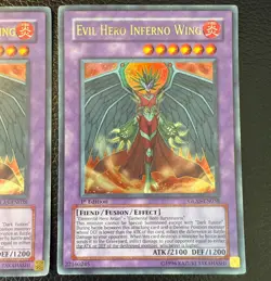YUGIOH EVIL HERO INFERNO WING ULTRA RARE 1ST EDITION GLAS-EN038 NM X2 - Image 3