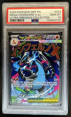 2025 Pokemon MEP Black Star Promos Mega Charizard X ex #023 PSA 10 GEM MINT - Image 1