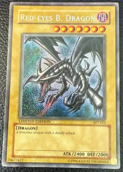 YUGIOH RED EYES BLACK DRAGON SECRET RARE LIMITED EDITION BPT-005 NM - Image 1