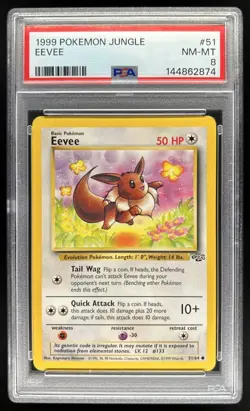 1999 Pokemon Jungle Eevee #51/64 PSA 8 - Image 1