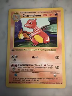 CHARMELEON 1ST EDITION SHADOWLESS Pokemon Non Holo Base Set 24/102 English WOTC - Image 1