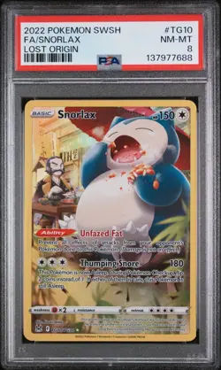 2022 POKEMON SWORD & SHIELD LOST ORIGIN TG10 FULL ART/SNORLAX | PSA 8 - Image 1