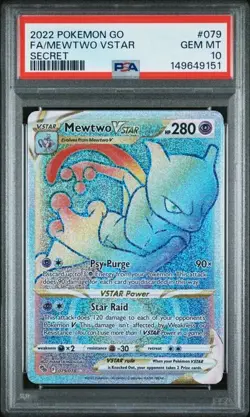 PSA 10 MEWTWO VSTAR 079 SECRET RARE RAINBOW POKEMON GO GEM MINT - Image 1
