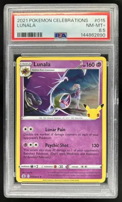 2021 Pokemon SWSH Celebrations Lunala Holo #015/025 PSA 8.5 - Image 1