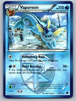 Vaporeon 20/116 Uncommon Plasma Freeze Pokemon Lightly Played - Image 1