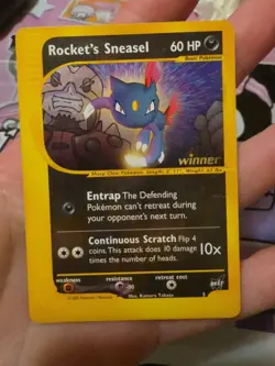 STAMPED-Pokemon Rocket's Sneasel Best of Game Winner Promo #5 2002 TCG - Image 1