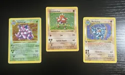 POKEMON 3 VINTAGE HOLOS SHADOWLESS CARDS LOT ( NIDOKING , HITMONCHAN , MACHAMP ) - Image 1