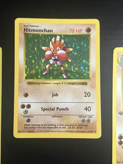 POKEMON 3 VINTAGE HOLOS SHADOWLESS CARDS LOT ( NIDOKING , HITMONCHAN , MACHAMP ) - Image 3