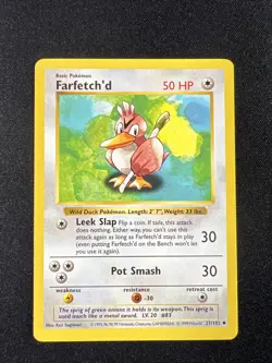 Pokemon TCG Base Set Shadowless Farfetch'd Near Mint #27 - Image 1