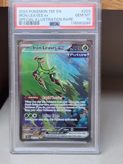 PSA 10 GEM MINT Iron Leaves ex SIR Temporal Forces Pokemon 203/162 - Image 1