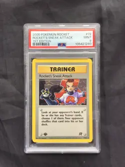 Pokemon: Team Rocket 1st Edition Rare: Rocket's Sneak Attack 72/82 PSA 9 - Image 1