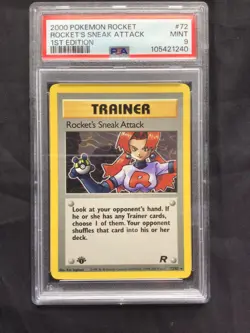 Pokemon: Team Rocket 1st Edition Rare: Rocket's Sneak Attack 72/82 PSA 9 - Image 2