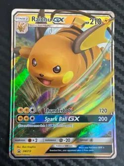 Pokemon TCG Raichu GX SM Black Star Promo SM213 Holo Promo NM - Image 1
