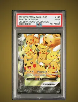 2021 Pokemon SWSH Black Star Promo 141 Pikachu V-Union Celebrations PSA 9 - Image 1