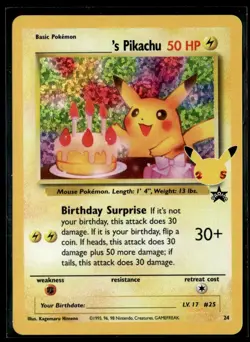 2021 Pokemon Card Celebrations Classic Collection Birthday's Pikachu 2 #24 - Image 1