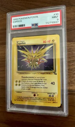 Pokemon TCG Zapdos Fossil Card PSA 9 Graded Unlimited Rare Non-Holo - Image 1