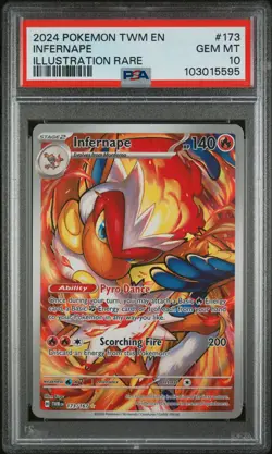 2024 POKEMON TWM EN-TWILIGHT MASQUERADE ILLUSTRATION RARE #173 INFERNAPE PSA 10 - Image 1