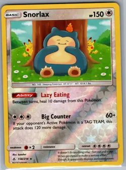 Snorlax 158/214 - Pokemon TCG SM: Unbroken Bonds - Reverse Holo Rare (NM) - Image 1