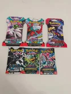 Pokemon 6 Sealed Twilight Masquerade/Sleeved Destined Rivals Booster Packs - Image 1