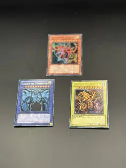 Yugioh Obelisk Slifer The Winged Dragon of Ra LC01 Near Mint 3 God Card Set - Image 1