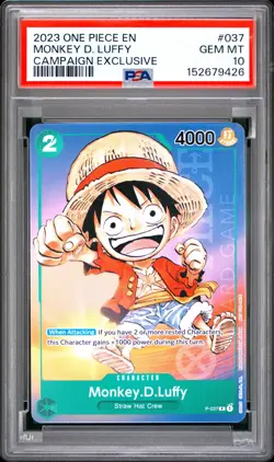 2023 ONE PIECE PROMOS CAMPAIGN EXCLUSIVE #037 MONKEY D. LUFFY PSA 10 - Image 1