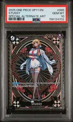 2025 ONE PIECE OP11-A FIST OF DIVINE SPEED SPECIAL ALTERNATE ART STUSSY PSA 10 - Image 1
