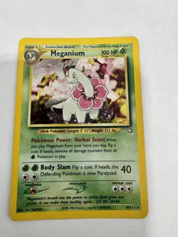 Pokemon TCG Meganium 10/111 Neo Genesis Unlimited Holo Card - Image 1