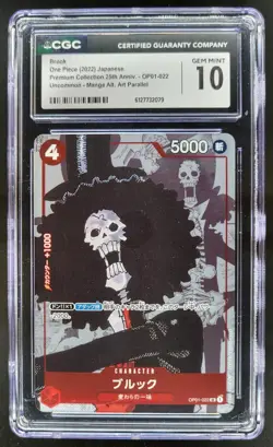 2022 ONE PIECE JP BROOK MANGA ALT ART OP01-022 CGC 10 TL3 - Image 1