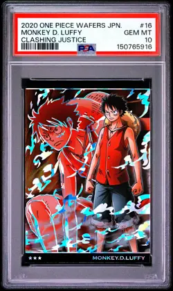 2020 ONE PIECE WAFERS JAPANESE CLASHING JUSTICE #16 MONKEY D. LUFFY PSA 10 - Image 1