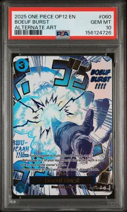 2025 ONE PIECE OP12-LEGACY OF THE MASTER ALTERNATE ART #060 BOEUF BURST PSA 10 - Image 1