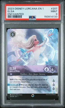 2023 DISNEY LORCANA EN 1-THE FIRST CHAPTER ENCHANTED #207 ELSA PSA 9 - Image 1