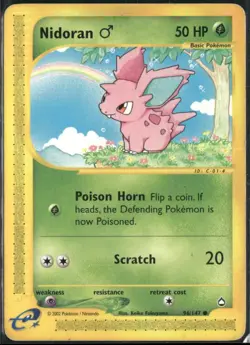 Nidoran M 96/147 Aquapolis Pokemon English Card (MP) - Image 1