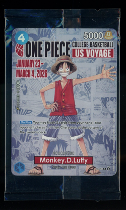 One Piece Monkey D. Luffy College Basketball US Voyage Promo Card Sealed - Image 1