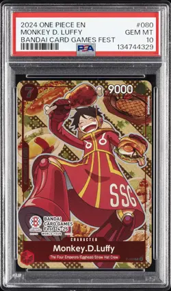 2024 ONE PIECE PROMOS BANDAI CARD GAMES FEST #080 MONKEY D. LUFFY PSA 10 - Image 1