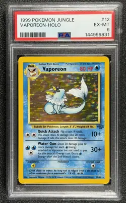 1999 Pokemon Jungle #12 VAPOREON HOLO Base Set Jungle Rare Card 12/64 PSA 6 - Image 1