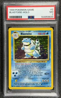 1999 Pokemon Game #2 BLASTOISE HOLO 2/102 Rare Base Set Series Card PSA 7 - Image 1