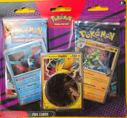 Pokemon TCG 2 Pack Blister Zapdos Articuno Tyranitar 3 Promo Cards + Coin - Image 1