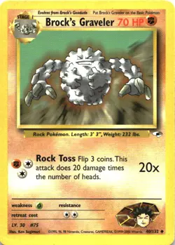 Brock's Graveler 40/132 Uncommon Gym Heroes Pokemon Unlimited Lightly Played - Image 1