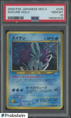 2000 POKEMON JAPANESE NEO 3 #245 SUICUNE-HOLO PSA 10 GEM MINT - Image 1