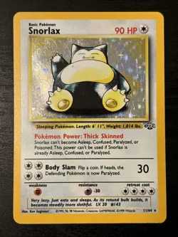 Pokemon Snorlax Holo 11/64 Jungle Unlimited Holo Rare (1999) Wotc Rare Holo Lp - Image 1