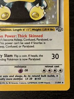Pokemon Snorlax Holo 11/64 Jungle Unlimited Holo Rare (1999) Wotc Rare Holo Lp - Image 4