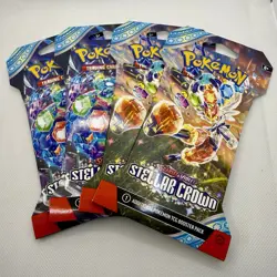 Pokemon TCG Stellar Crown Sleeved Booster Pack 4 Packs Factory Sealed - Image 1