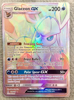 Pokemon Glaceon GX 159/156 Secret Rare Rainbow Holo SM Ultra Prism NM Condition - Image 1