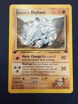 Pokemon TCG Blaine's Rhyhorn Gym Challenge 1st Edition Common Card 65/132 - Image 1