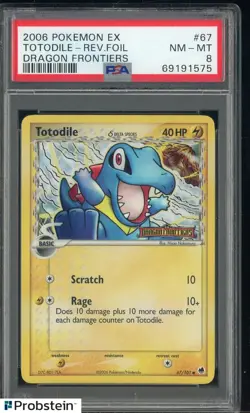 2006 Pokemon EX Dragon Frontiers totodile Reverse foil PSA 8 - Image 1
