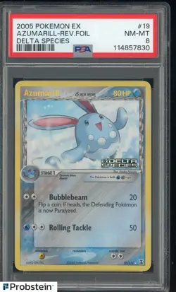2005 Pokemon EX Delta Species azumarill Reverse foil PSA 8 - Image 1