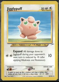 Jigglypuff 44/105 Neo Destiny Pokemon English Card (MP) - Image 1
